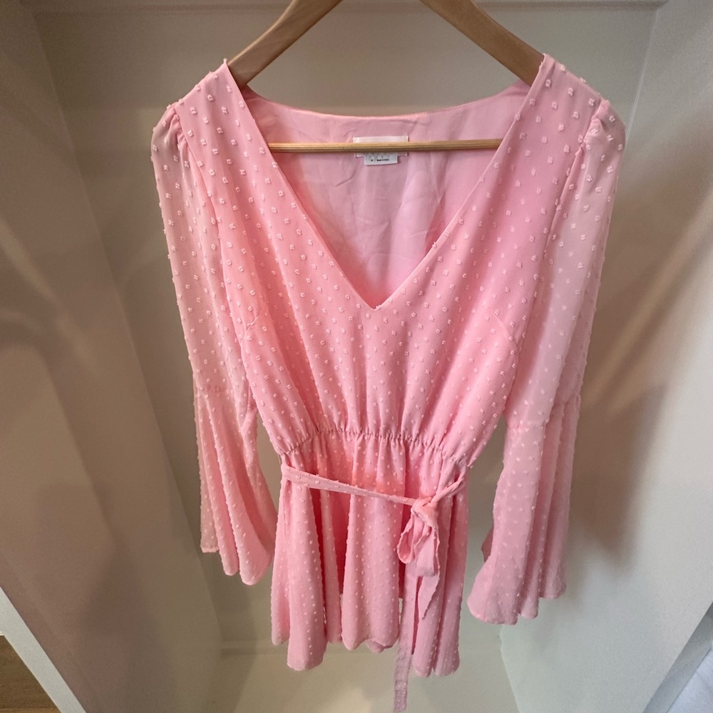 Lovers + Friends Blush Pink Textured V-Neck Mini Dress